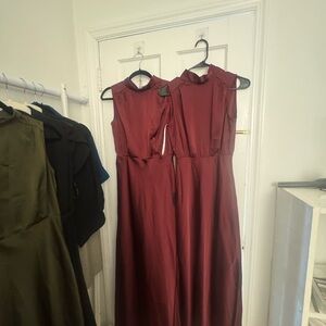 Lulu's Deep Wine Satin Dresses